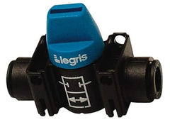 Legris - 10mm Pipe, Standard Port, Composite Miniature Ball Valve - 1 Piece, Inline - Two Way Flow, Push-to-Connect x Push-to-Connect Ends, Short Handle, 150 WOG - Best Tool & Supply