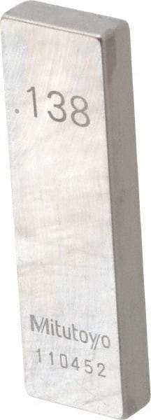 Mitutoyo - 0.138" Rectangular Steel Gage Block - Accuracy Grade 0, Includes Certificate of Inspection - Best Tool & Supply