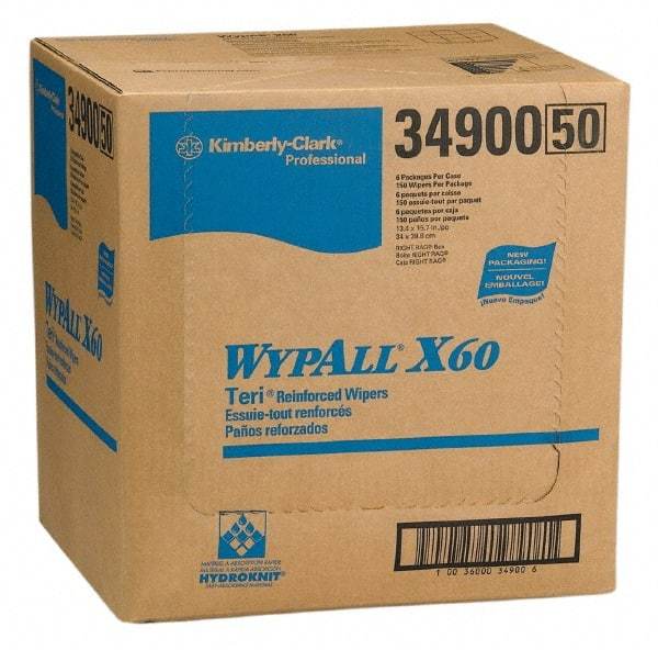 WypAll - X60 Dry Shop Towel/Industrial Wipes - 16-3/4" x 12-1/2" Sheet Size, White - Best Tool & Supply