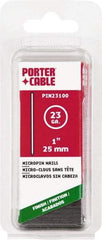 Porter-Cable - 23 Gauge 1" Long Pin Nails for Power Nailers - Steel, Galvanized Finish, Straight Stick Collation, Chisel Point - Best Tool & Supply