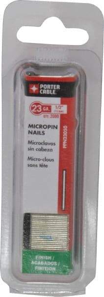 Porter-Cable - 23 Gauge 1/2" Long Pin Nails for Power Nailers - Steel, Galvanized Finish, Straight Stick Collation, Chisel Point - Best Tool & Supply