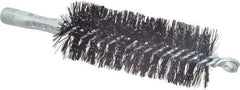 Schaefer Brush - 4-1/2" Brush Length, 1-3/4" Diam, Double Stem, Double Spiral Tube Brush - 7-1/2" Long, Tempered Steel Wire, 1/4" NPT Male Connection - Best Tool & Supply