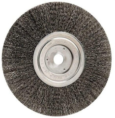 Weiler - 8" OD, 3/4" Arbor Hole, Crimped Steel Wheel Brush - 1/2" Face Width, 2-1/16" Trim Length, 0.014" Filament Diam, 6,000 RPM - Best Tool & Supply