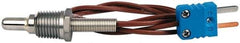 Thermo Electric - 0 to 700°F, T Pipe Plug, Thermocouple Probe - 5 Ft. Cable Length, Mini Connector, 1/2 Inch Probe Sheath Length, 6 Sec Response Time - Best Tool & Supply