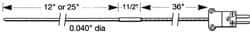 Thermo Electric - 0 to 1800°F, E Flexible, Thermocouple Probe - 3 Ft. Cable Length, Stripped Ends, 12 Inch Probe Sheath Length, 3 Sec Response Time - Best Tool & Supply