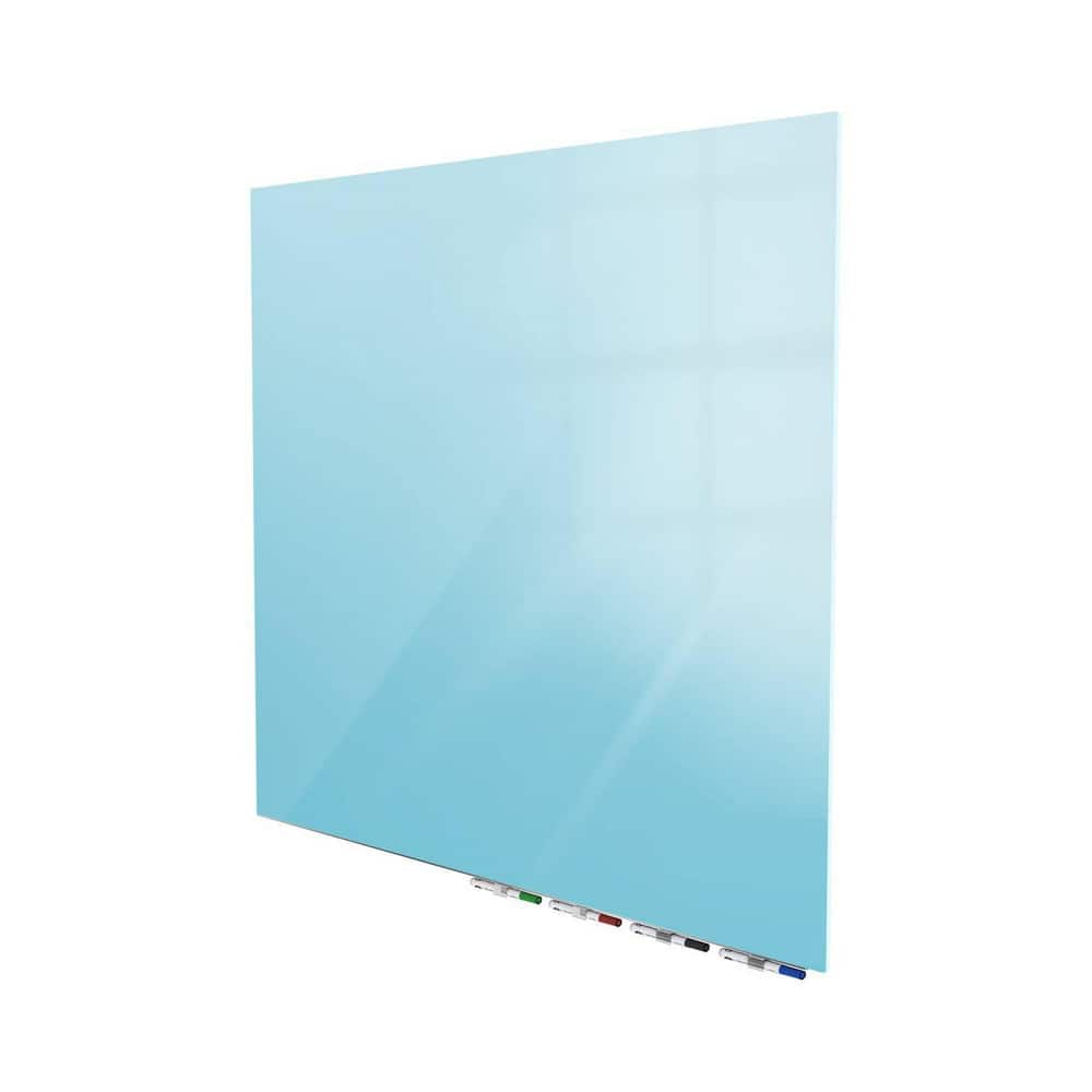 Ghent Aria Low Profile Magnetic Glass Whiteboard, 4'H x 4'W, Square, Blue