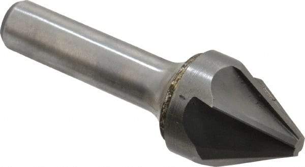 Hertel - 1" Head Diam, 1/2" Shank Diam, 6 Flute 60° Solid Carbide Countersink - Bright Finish, 3" OAL, Single End, Straight Shank, Right Hand Cut - Best Tool & Supply