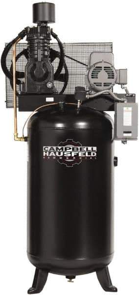 Campbell Hausfeld - 7.5 hp, 80 Gal Stationary Electric Vertical Air Compressor - Single Phase, 175 Max psi, 24.3 CFM, 230 Volt - Best Tool & Supply