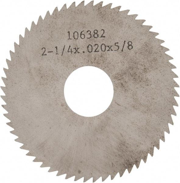 Made in USA - 2-1/4" Diam x 0.02" Blade Thickness x 5/8" Arbor Hole Diam, 60 Tooth Slitting and Slotting Saw - Arbor Connection, Solid Carbide, Concave Ground - Best Tool & Supply