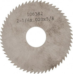 Made in USA - 2-1/4" Diam x 0.02" Blade Thickness x 5/8" Arbor Hole Diam, 60 Tooth Slitting and Slotting Saw - Arbor Connection, Solid Carbide, Concave Ground - Best Tool & Supply