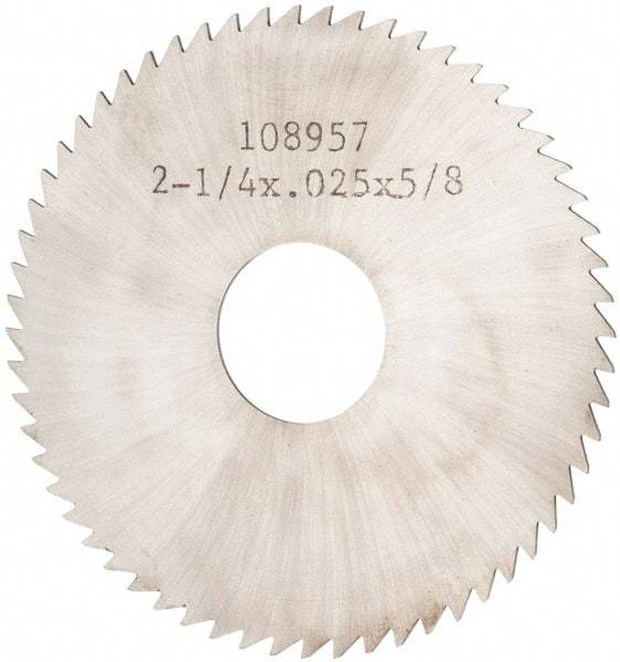 Made in USA - 2-1/4" Diam x 0.025" Blade Thickness x 5/8" Arbor Hole Diam, 60 Tooth Slitting and Slotting Saw - Arbor Connection, Solid Carbide, Concave Ground - Best Tool & Supply