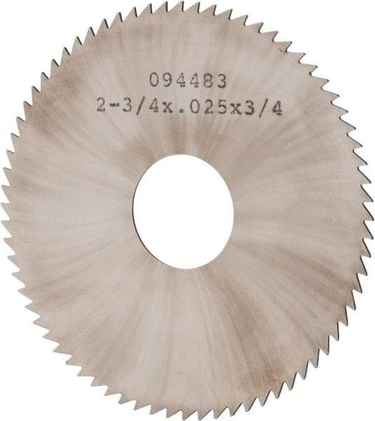 Made in USA - 2-3/4" Diam x 0.025" Blade Thickness x 3/4" Arbor Hole Diam, 72 Tooth Slitting and Slotting Saw - Arbor Connection, Solid Carbide, Concave Ground - Best Tool & Supply