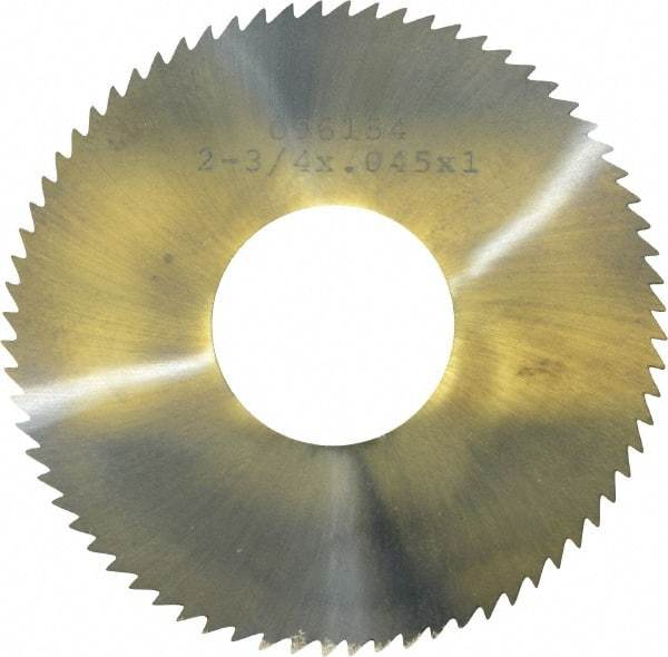 Made in USA - 2-3/4" Diam x 0.045" Blade Thickness x 1" Arbor Hole Diam, 72 Tooth Slitting and Slotting Saw - Arbor Connection, Solid Carbide, Concave Ground - Best Tool & Supply