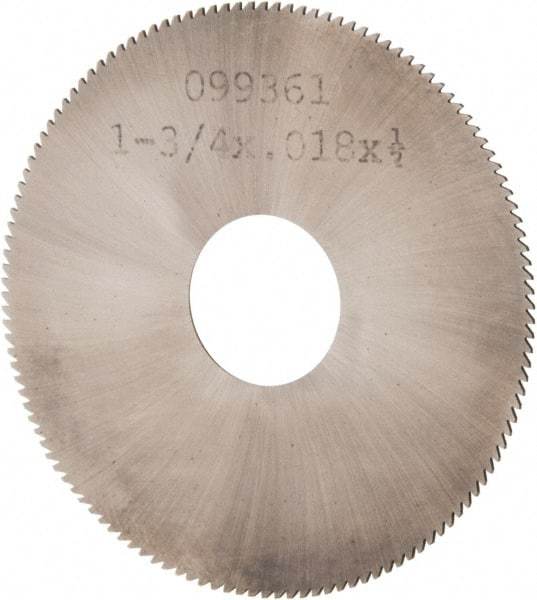 Made in USA - 1-3/4" Diam x 0.018" Blade Thickness, 1/2" Arbor Hole Diam, 130 Teeth, Solid Carbide, Jeweler's Saw - Uncoated - Best Tool & Supply