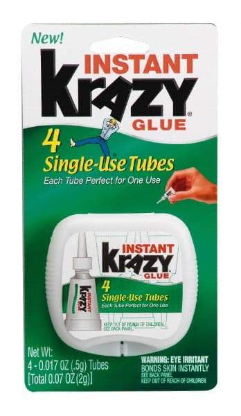 Krazy Glue - 0.17 oz Tube Clear Instant Adhesive - 1 min Working Time, Bonds to Ceramic, Leather, Metal, Plastic, Porcelain, Rubber, Vinyl & Wood - Best Tool & Supply