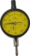 Mitutoyo - 10mm Range, 0-100 Dial Reading, 0.01mm Graduation Dial Drop Indicator - 2-3/16" Dial, 1mm Range per Revolution, 0.013mm Accuracy, Revolution Counter - Best Tool & Supply