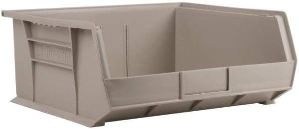 Akro-Mils - 75 Lb. Load Capacity, 14-3/4" Deep, Gray Polymer Hopper Stacking Bin - 7" High x 16-1/2" Wide x 14-3/4" Long - Best Tool & Supply