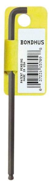 Bondhus - 0.05mm Hex, Short Arm, Ball End Hex Key - 2-57/64" OAL, Protanium High Torque Steel, Inch System of Measurement - Best Tool & Supply