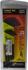 Bondhus - 10 Piece L-Key Ball End Hex Key Set - Hex Range 1/16 to 1/4" - Best Tool & Supply