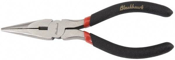 Blackhawk by Proto - 6-3/8" OAL, 2-7/64" Jaw Length x 23/32" Jaw Width, Long Nose Side Cutting Needle Nose Pliers - Round Jaw, Standard Head, Plastic Handles - Best Tool & Supply