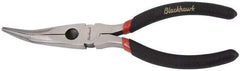 Blackhawk by Proto - 6-1/4" OAL, 2-7/32" Jaw Length x 29/32" Jaw Width, Long Nose Side Cutting Needle Nose Pliers - Round Jaw, Curved Head, Plastic Handles - Best Tool & Supply