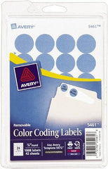 AVERY - 3/4" Wide x 3/4" Long, Light Blue Paper Color Coding Labels - For Laser/Inkjet Printers - Best Tool & Supply