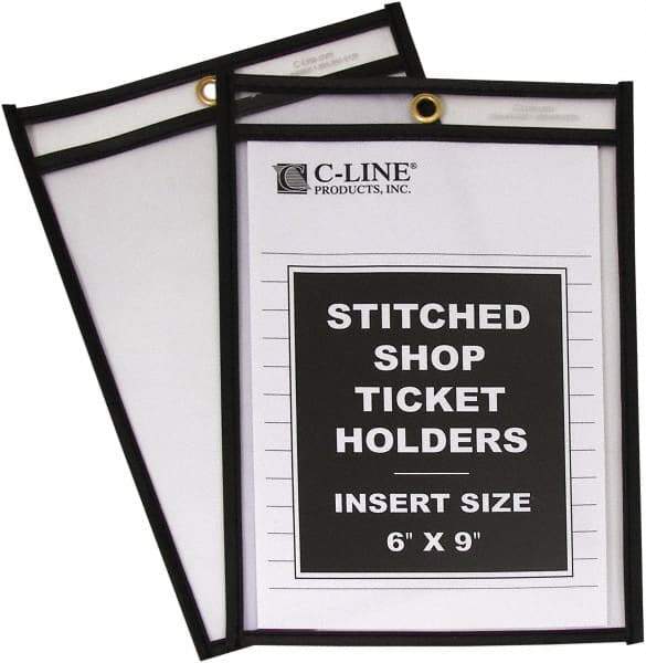 C-LINE - 25 Piece Clear Stitched Shop Ticket Holder - 9" High x 6" Wide - Best Tool & Supply