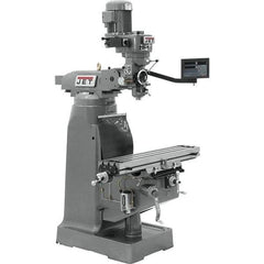 Jet - 7-7/8" Table Width x 35-3/4" Table Length, Variable Speed Pulley Control, 1 Phase Knee Milling Machine - R8 Spindle Taper, 1-1/2 hp - Best Tool & Supply