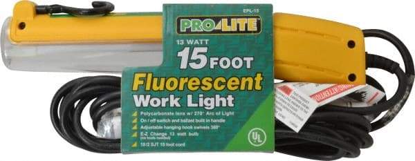 Value Collection - 125 Volt, 13 Watt, Electric, Fluorescent Portable Handheld Work Light - 15' Cord, 1 Head, 825 Lumens, 12" Long - Best Tool & Supply