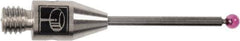 Renishaw - 0.02 Inch Ball Diameter, Carbide Stem, M2 Thread, Ruby Point Ball Tip CMM Stylus - 0.28 Inch Working Length, 0.012 Inch Stem Diameter, 0.79 Inch Overall Length - Best Tool & Supply