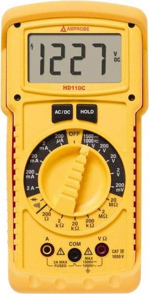 Amprobe - 2670779, CAT IV, 1,000 VAC/VDC, Digital Manual Ranging Multimeter - 20 mOhm, Measures Voltage, Current, Resistance - Best Tool & Supply