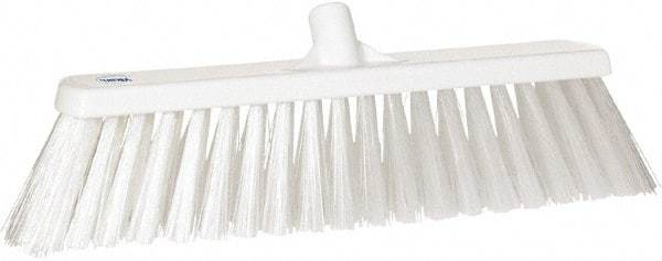 Vikan - 19" Heavy Duty Synthetic Push Broom - 4-25/64" Bristle Length, Plastic Block, European Threaded Handle Connection - Best Tool & Supply