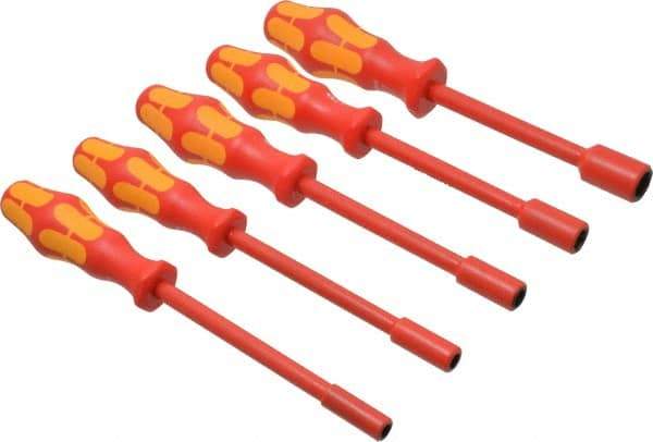 Wera - 5 Piece 7/32 to 1/2" Insulated Nutdriver Set - Solid Shaft, Ergonomic Handle - Best Tool & Supply