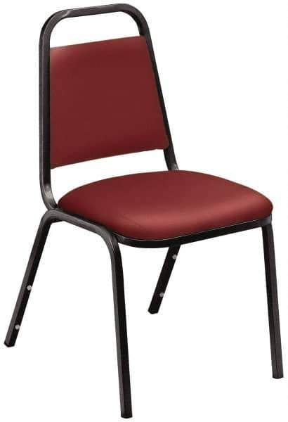 NPS - Vinyl Burgundy Stacking Chair - Black Frame, 17-1/4 Inch Wide x 20 Inch Deep x 33 Inch High - Best Tool & Supply