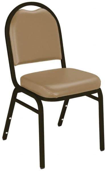 NPS - Vinyl Beige Stacking Chair - Mocha Frame, 17 Inch Wide x 21 Inch Deep x 34 Inch High - Best Tool & Supply