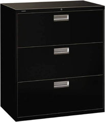 Hon - 36" Wide x 40-7/8" High x 19-1/4" Deep, 3 Drawer Lateral File with Lock - Steel, Black - Best Tool & Supply