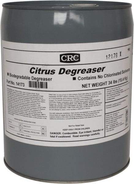 CRC - 5 Gal Bucket Cleaner/Degreaser - Liquid, Citrus & Petroleum Distillate, Citrus - Best Tool & Supply