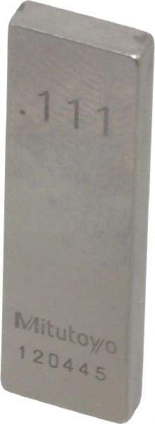 Mitutoyo - 0.111" Rectangular Steel Gage Block - Accuracy Grade 0, Includes Certificate of Inspection - Best Tool & Supply