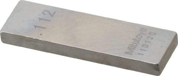 Mitutoyo - 0.112" Rectangular Steel Gage Block - Accuracy Grade 0, Includes Certificate of Inspection - Best Tool & Supply