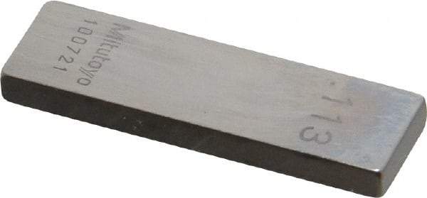 Mitutoyo - 0.113" Rectangular Steel Gage Block - Accuracy Grade 0, Includes Certificate of Inspection - Best Tool & Supply