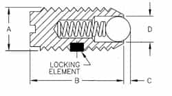 TE-CO - 8-32, 0.093" Ball Diam, 11/32" Body Length, 0.025" Max Ball Reach, Threaded Ball Plunger - Best Tool & Supply