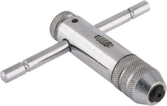 Interstate - 5/32 to 1/4" Tap Capacity, T Handle Tap Wrench - 3-3/8" Overall Length, Ratcheting - Best Tool & Supply