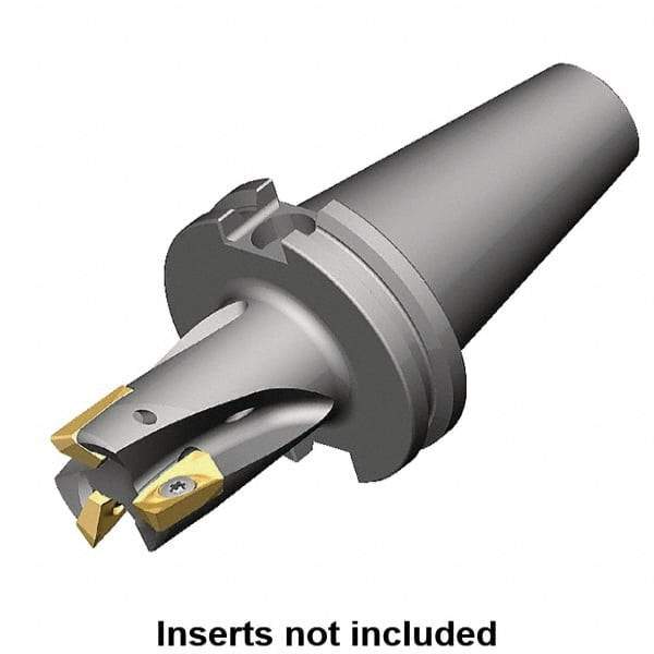 Kennametal - 1-1/2" Cut Diam, 18.03mm Max Depth of Cut, 192.07mm OAL, Indexable Square Shoulder Helical End Mill - E.. 18.. Inserts, CAT 40 Taper Shank, 0° Lead Angle, Through Coolant, Series Mill 1-18 - Best Tool & Supply