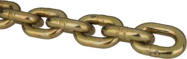 Peerless Chain - 3/8" Welded Transport Chain - 6,600 Lb Capacity, Grade 70, Cut to Length, Carbon Steel, Yellow Zinc Finish - Best Tool & Supply