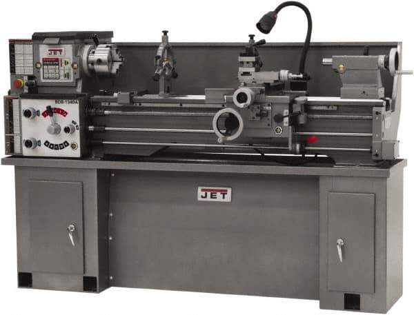 Jet - 13" Swing, 40" Between Centers, 230 Volt, Single Phase Bench Lathe - 5MT Taper, 2 hp, 60 to 1,240 RPM, 1-3/8" Bore Diam, 32" Deep x 45" High x 71" Long - Best Tool & Supply