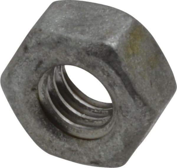 Value Collection - 1/4-20 UNC Steel Right Hand Hex Nut - 7/16" Across Flats, 7/32" High, Hot Dipped Galvanized Finish - Best Tool & Supply