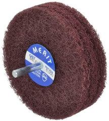 Merit Abrasives - 4" Diam, Medium Mounted Scrubber Buffing Wheel - 3 Ply, Medium Grade, 1/4" Shank Diam, 6,000 RPM - Best Tool & Supply