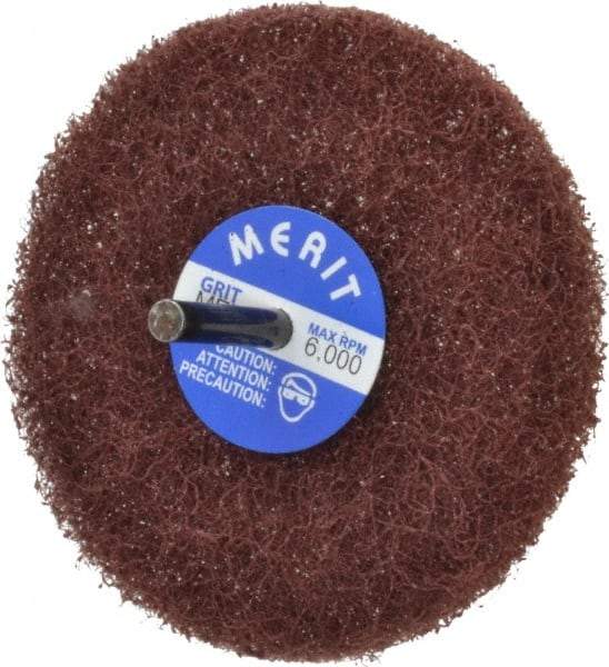 Merit Abrasives - 4" Diam, Medium Mounted Scrubber Buffing Wheel - 1 Ply, Medium Grade, 1/4" Shank Diam, 6,000 RPM - Best Tool & Supply