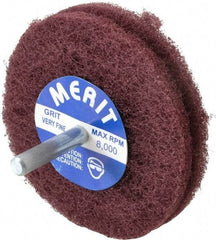 Merit Abrasives - 3" Diam, Medium Mounted Scrubber Buffing Wheel - 2 Ply, Very Fine Grade, 1/4" Shank Diam, 8,000 RPM - Best Tool & Supply