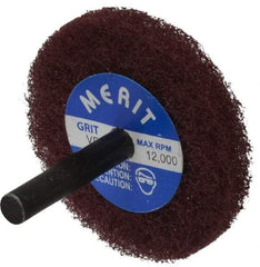 Merit Abrasives - 2" Diam, Medium Mounted Scrubber Buffing Wheel - 1 Ply, Very Fine Grade, 1/4" Shank Diam, 12,000 RPM - Best Tool & Supply